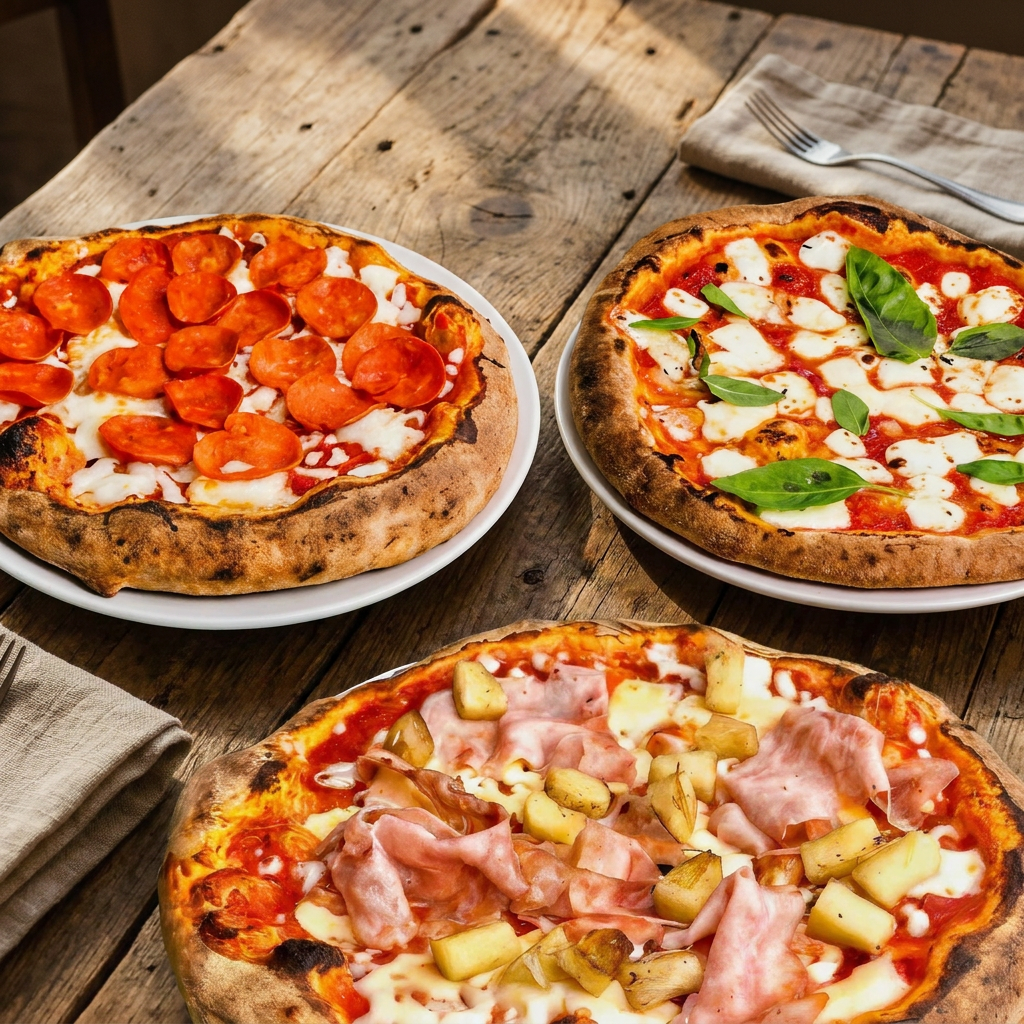 3 Pizzas Grandes: Marghertita + Hawaiana + Salame