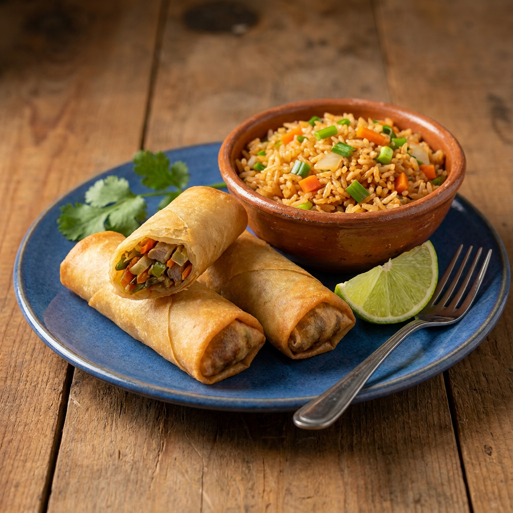 3 Pzas Rollo Primavera + Plato Chico Arroz