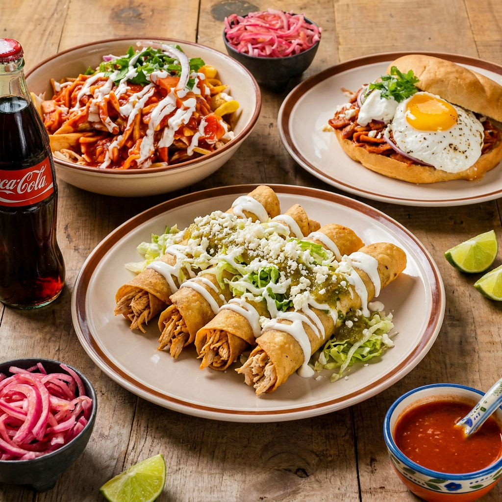 1 Chilaquiles Gds + 1 Orden Flautas + 1 Torta