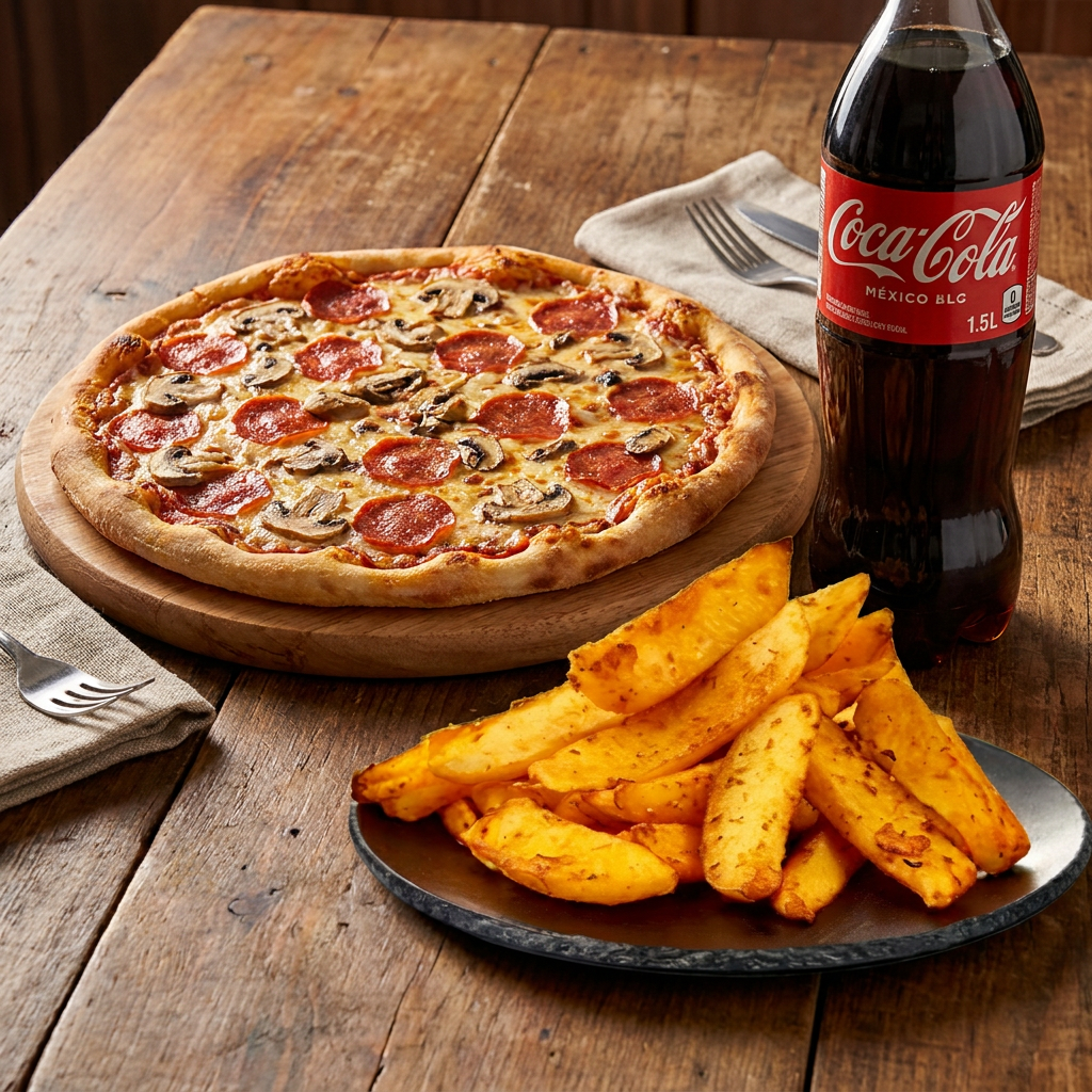 Combo Pizza Mediana + Papas + Refresco 1.5L