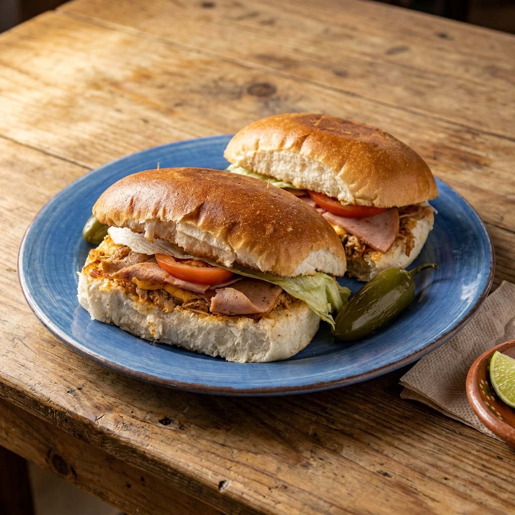 2 Tortas de Pierna, Jamón y Queso Amarillo