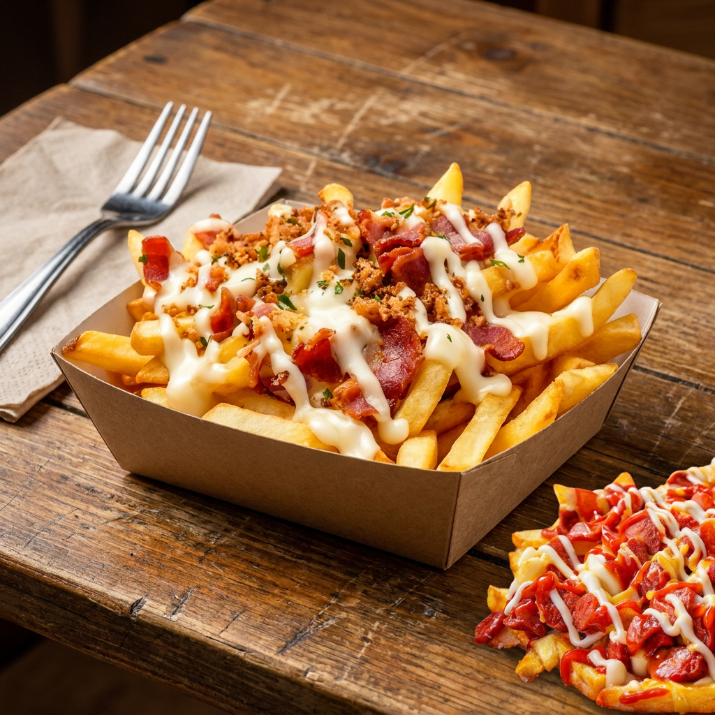 Salchipapas + Papas con Queso
