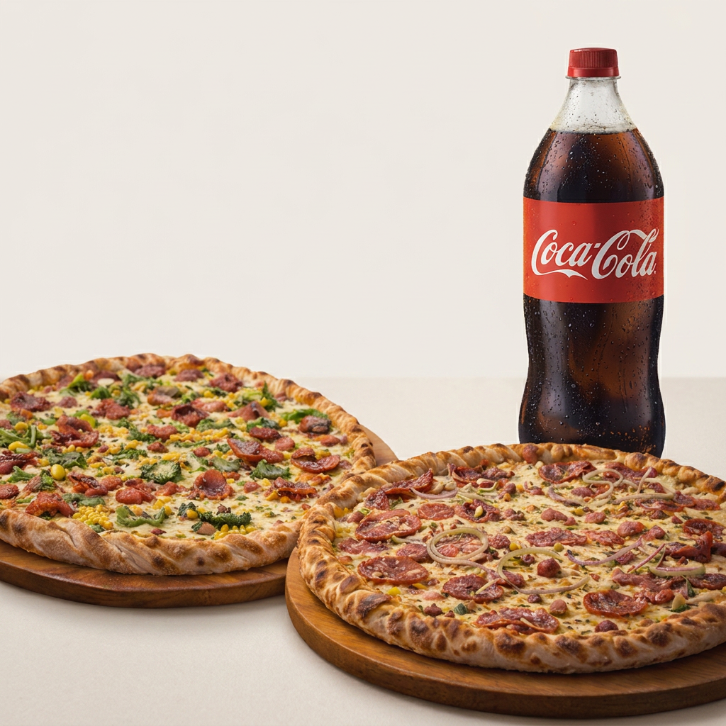 Mais sabor para todo mundo! Leve 2 pizzas grandes Até 2 sabores a sua escolha e ainda ganhe 1 Coca-Cola 2l grátis para acompanhar. Perfeito para reunir a família ou dividir com os amigos!