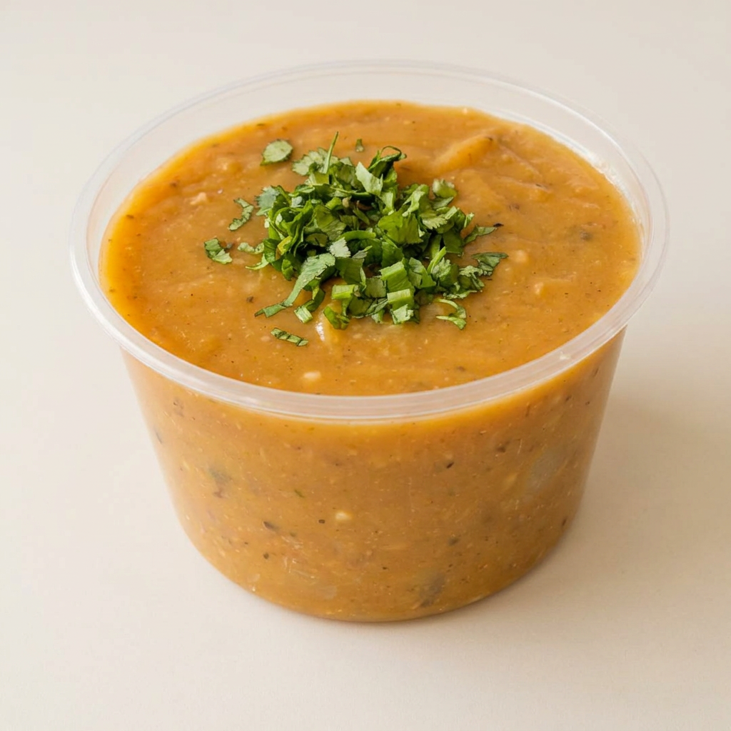 Caldo tradicional com pedaços macios de mocotó e temperos variados.