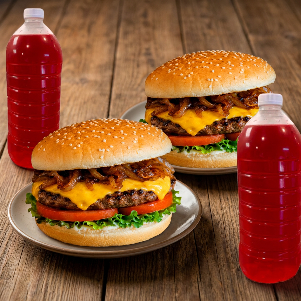 Combo 2 Hamburguesa C/Queso + 2 Agua Jamaica 500ML
