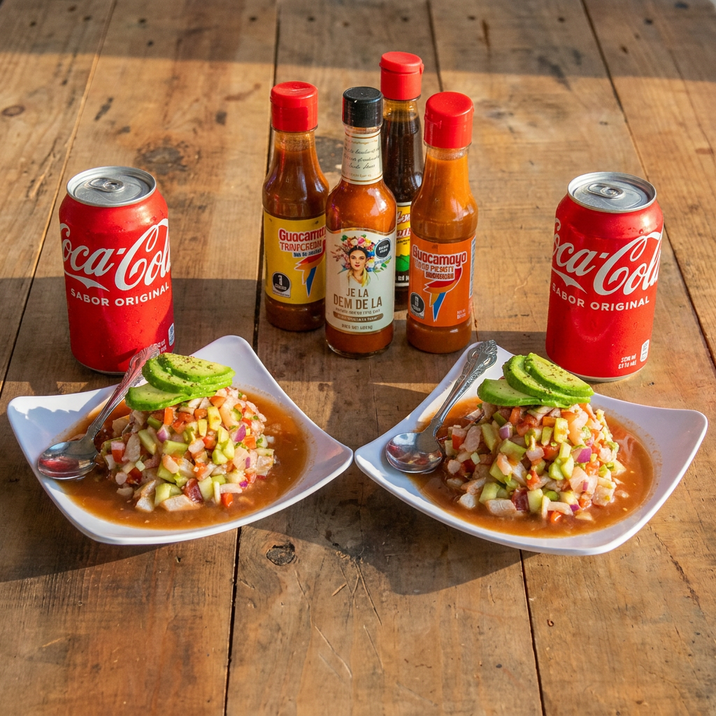 2 Tostadas de Ceviche de Pescado + Refresco