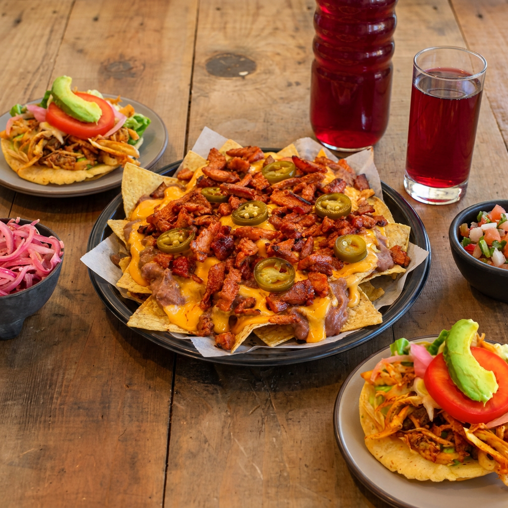 Combo Mundial (nachos Pastor, 2 Salbutes, 2 Aguas)