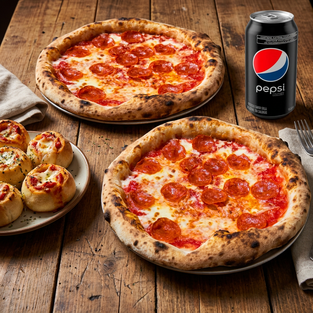 2 Pizzas de Pepperoni*1 + PEPSI 335 Ml*1 + Orden d