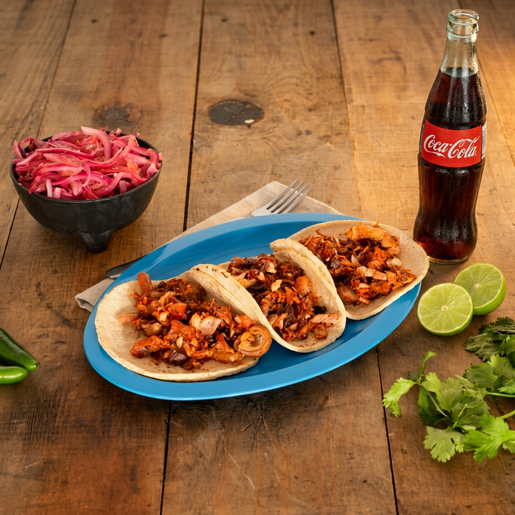 COMBO 4 tacos de Carnitas Surtida + Refresco 600ml