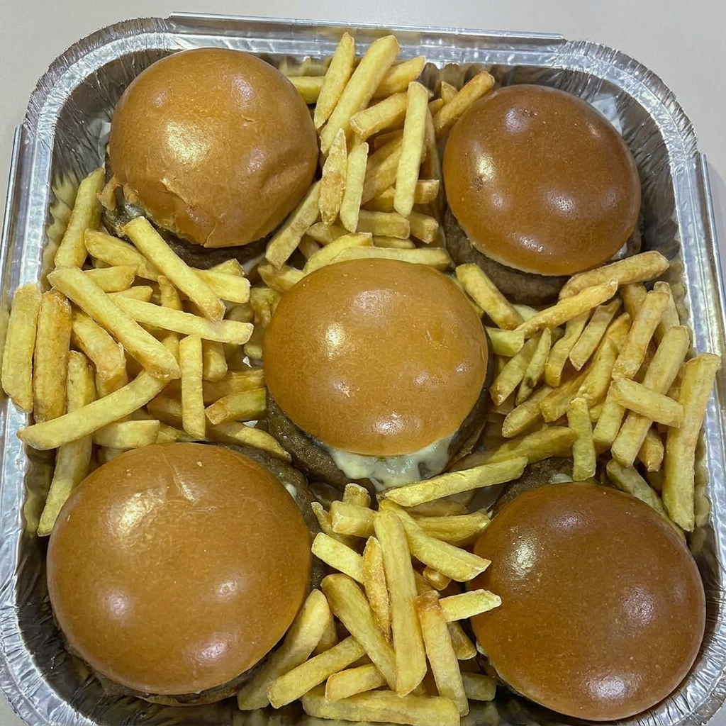 Apresentamos o '5 Lanches Batata Simples', uma oferta imperdível da categoria 'Mega 5. Combo de Lanches'. Este conjunto indulgente traz cinco deliciosos X-Burguers, cada um meticulosamente preparado com um pão de brioche macio e dourado, uma camada generosa de maionese, nosso molho especial secreto e um suculento pedaço de carne pesando 56 gramas. Além disso, acompanha 300 gramas de batatas crocantes e perfeitamente temperadas, servidas em uma caixa prática. Uma opção saborosa e abundante para saciar a fome e despertar os sentidos!