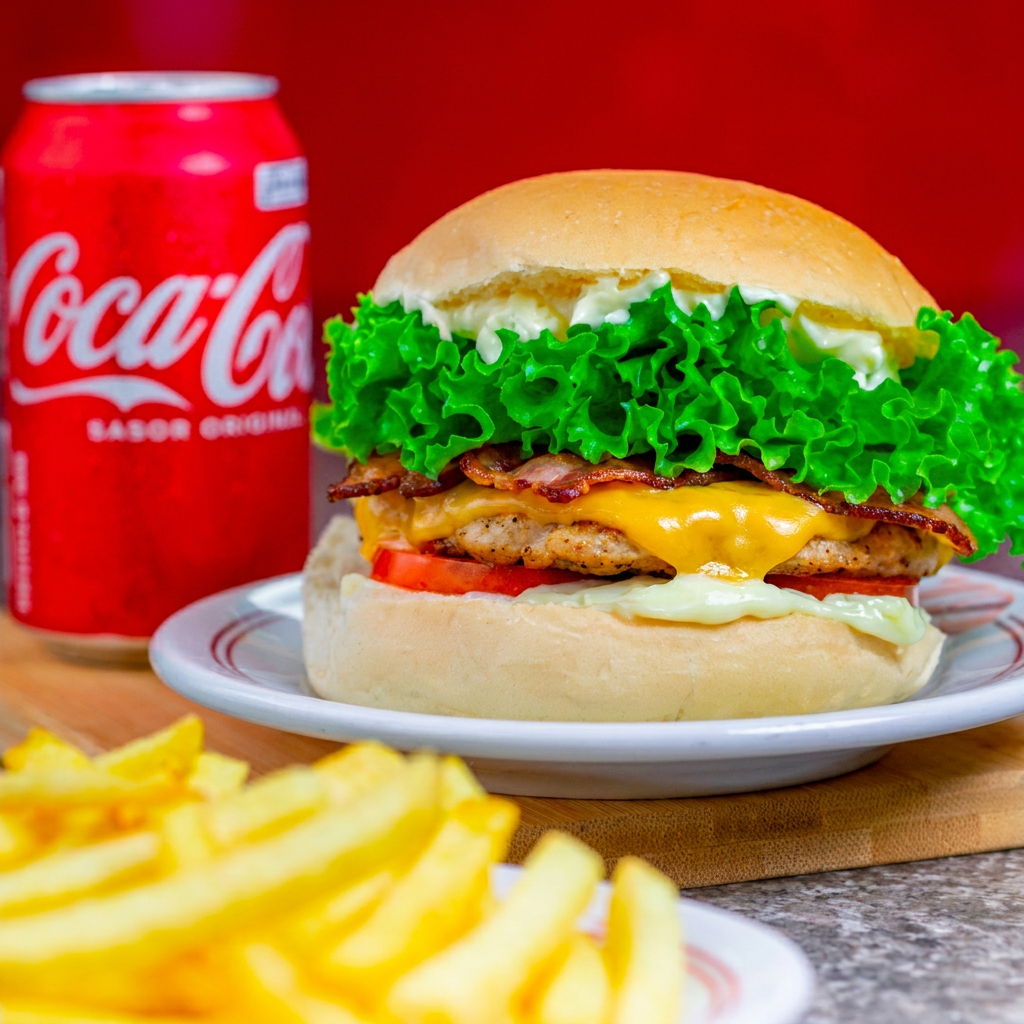 Lanche X cheddar , Frango ,cheddar ,Bacon ,Alface ,tomate