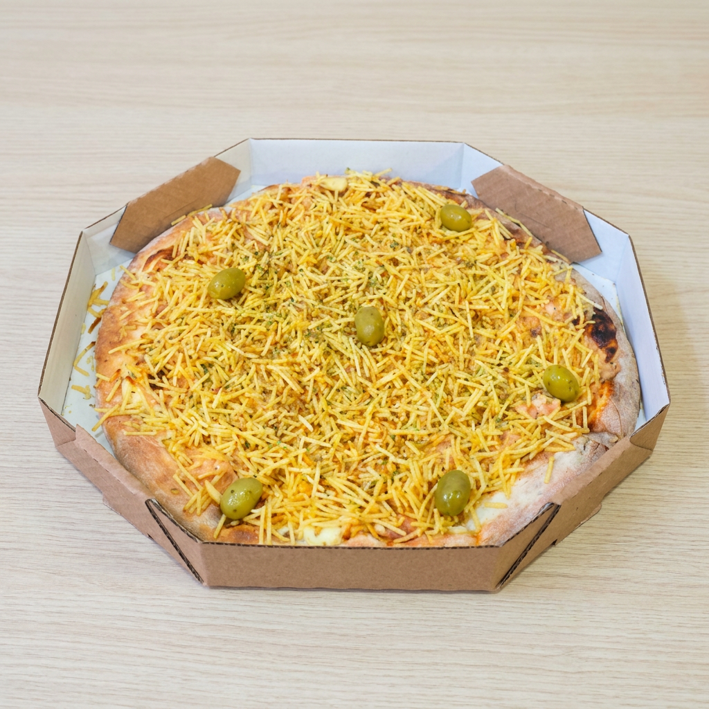 Pizza de hot Dog Salsicha ao Molho Ervilha ,Milho ,Catupiry ,Batata palha