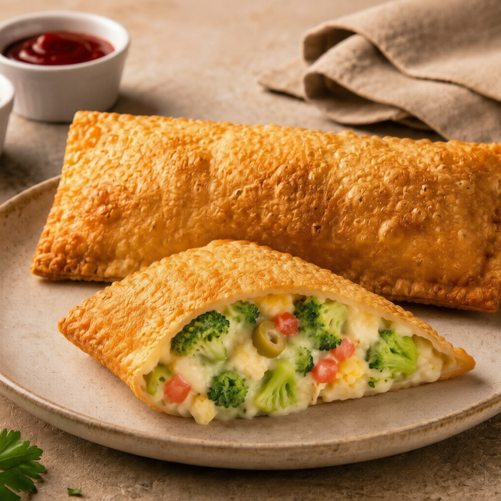 Brócolis, requeijão, queijo, tomate, ovo e azeitonas em uma versão leve e cheia de sabor. Um pastel diferente, crocante e bem servido para variar o pedido. Adicione complementos para deixar com a sua cara.