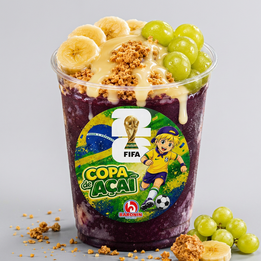 Copa de Açaí 400ml
Açaí cremoso com leite condensado, paçoca, banana e uva. Uma explosão de sabor para torcer pelo Brasil!