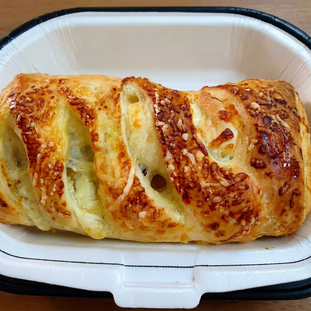 Baguete Folhada recheada de Peito de Peru c/ Queijo. Possui Em Média 300g a unidade.