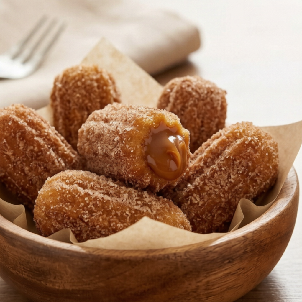 CHURROS RECHEADO DE DOCE DE LEITE PASSADO NA CANELA E AÇUCAR UMA COMBINÇÃO PEREITA PARA ADOÇAR QUALQUER MOMENTO DO SEU DIA