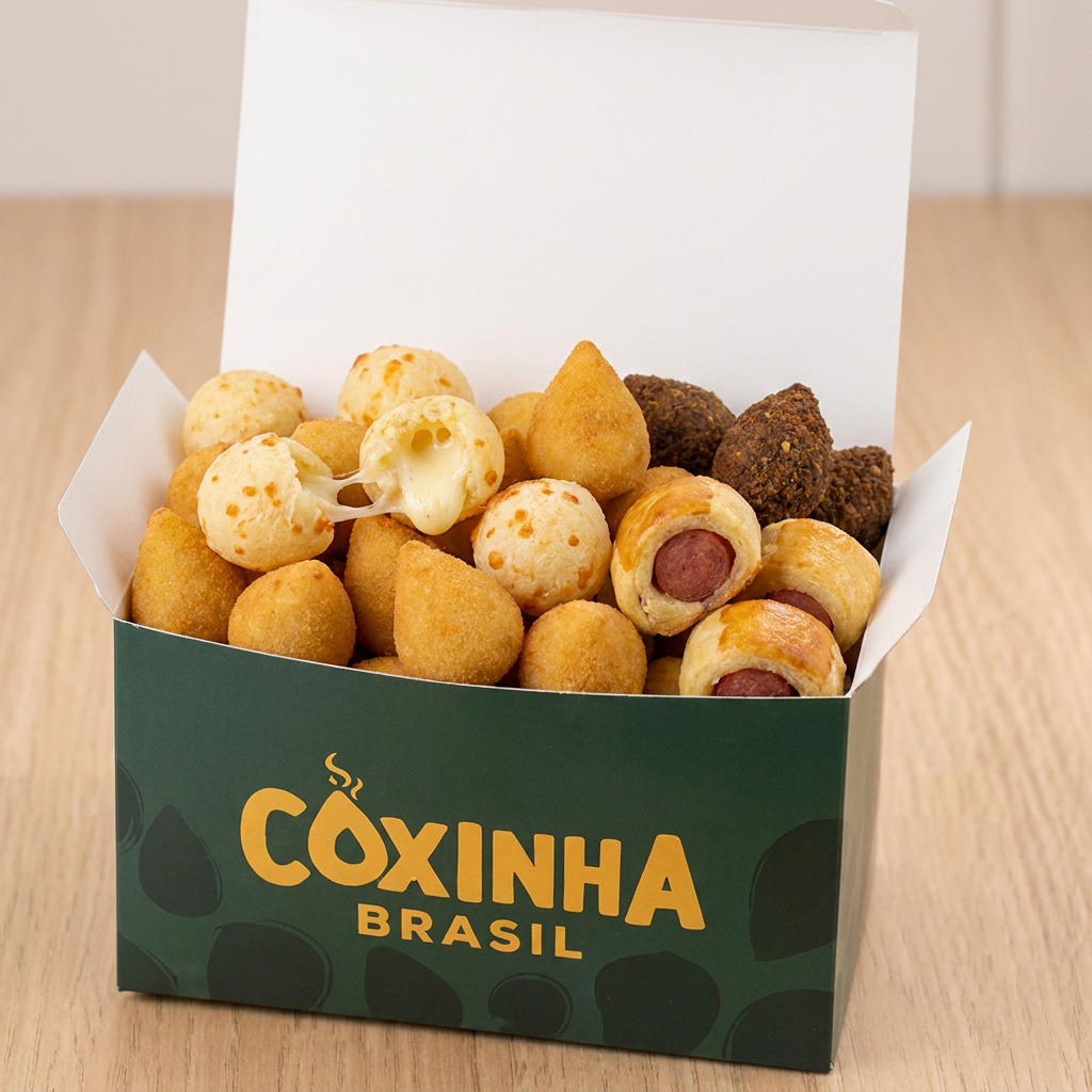A febre dos mini salgadinhos chegou! São 50 mini salgados de 10g, perfeitos para comer igual pipoca um atrás do outro Seu pedido sortido pode conter: + Coxinha de frango + Bolinha de queijo com queijo que puxa + Risole de presunto e queijo ️ + Bolinho de calabresa + Quibe com verdadeiro sabor árabe Todos feitos com massa de batata, tempero especial da casa e muito sabor em cada mini salgado. Baratinho do jeito que todo mundo gosta, com excelente custo-benefício para compartilhar ou beliscar sem parar. * Perfeito para festas, reuniões, happy hour ou maratonar séries * Serve até 2 pessoas * Crocante, viciante e um dos novos queridinhos do cardápio! * * Se preferir, você pode solicitar a retirada de algum sabor do mix.