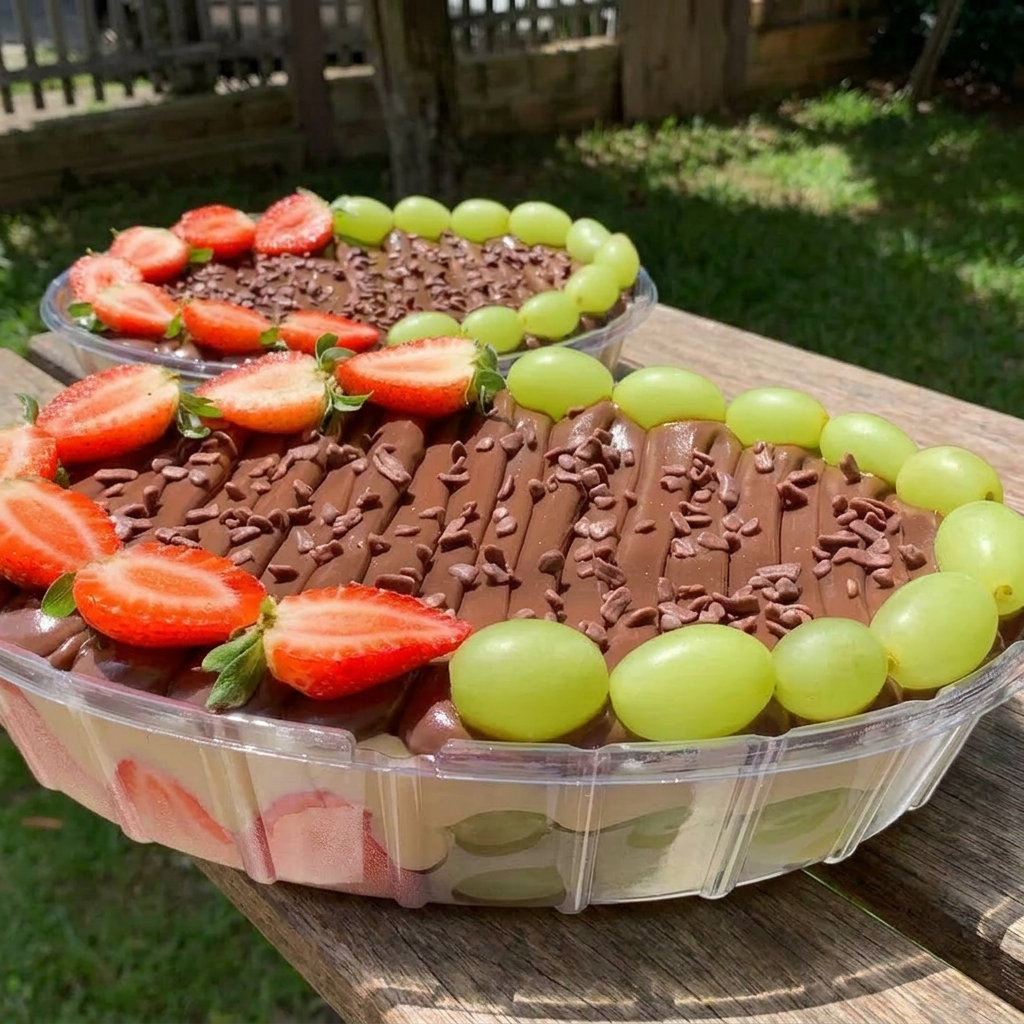🍓🍇 Travessa de Bombom Misto 🍇🍓 A combinação perfeita para quem ama os dois sabores! Nossa travessa é dividida em metade morango e metade uva, trazendo muito recheio, creme e aquela cobertura irresistível que conquista em cada colherada. 😍 O valor informado acima, de R$68,99, refere-se à travessa no tamanho P, que serve até 4 pessoas. Caso deseje uma travessa maior, temos também as opções: ✨ Tamanho M — serve até 6 pessoas ✨ Tamanho G — serve até 8 pessoas Perfeita para dividir, presentear ou matar aquela vontade de doce com muito sabor! 💕