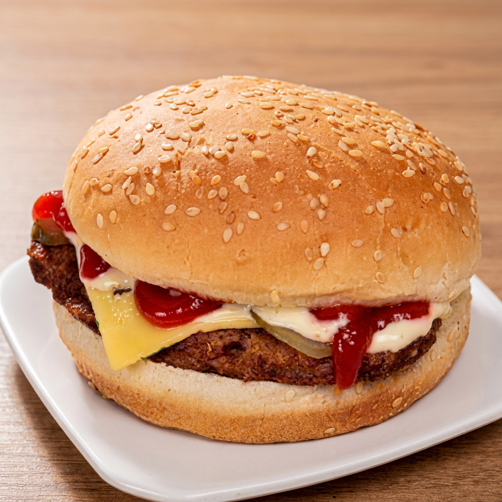 Pão de Brioche, Maionese Especial Hamburguer 120g e Queijo Mussarela