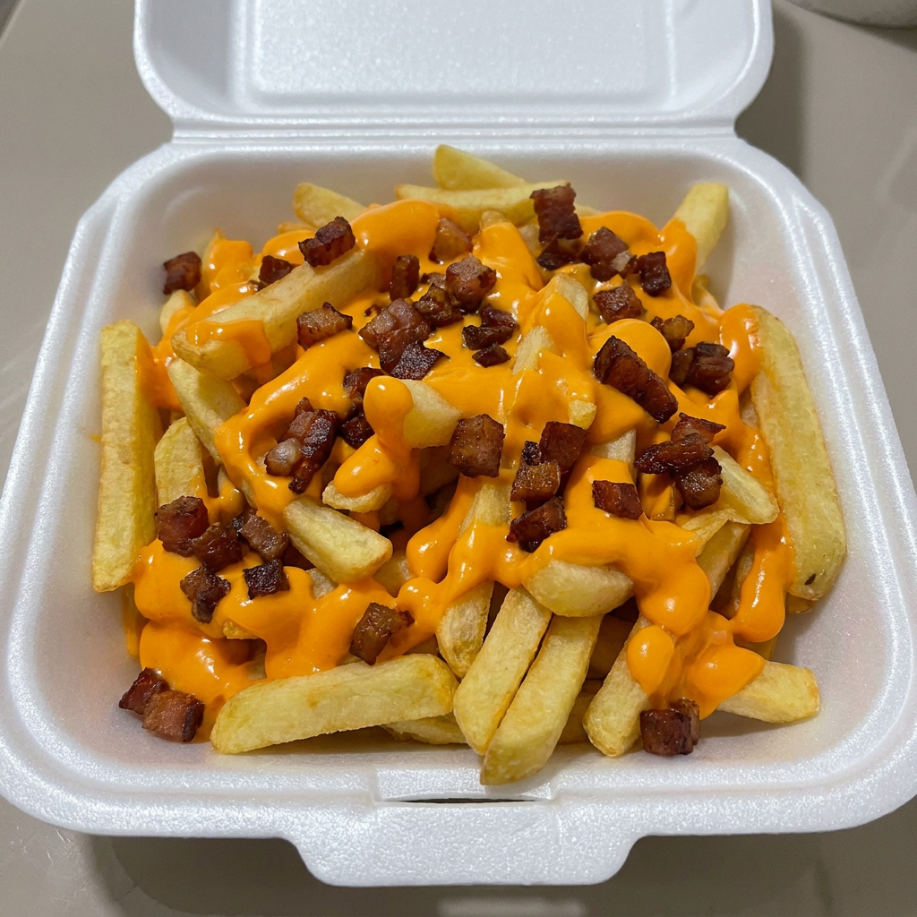 Fritas com cheeder e bacon 500g