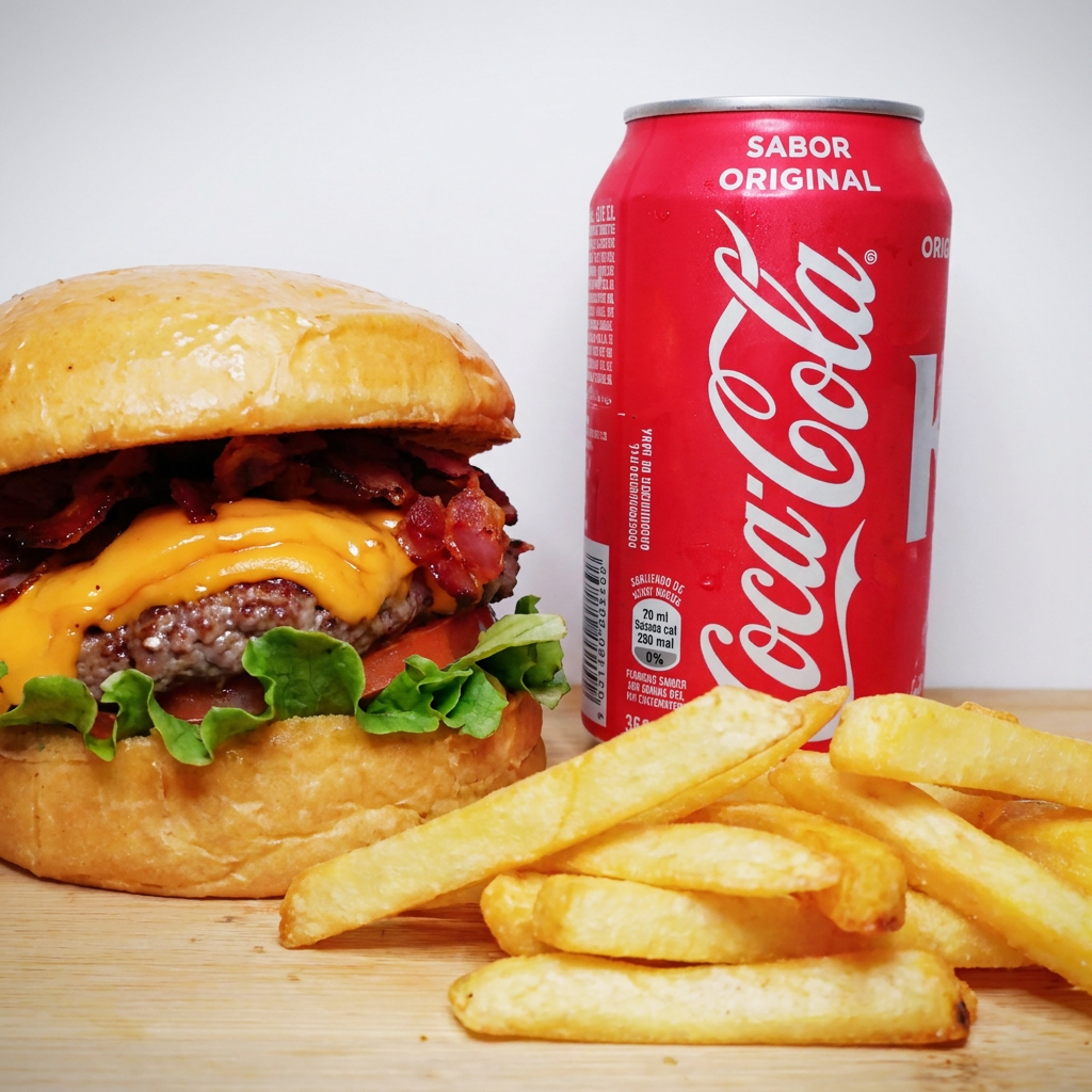 1 hamburguer especial 1 coca lata 1 porção de batata