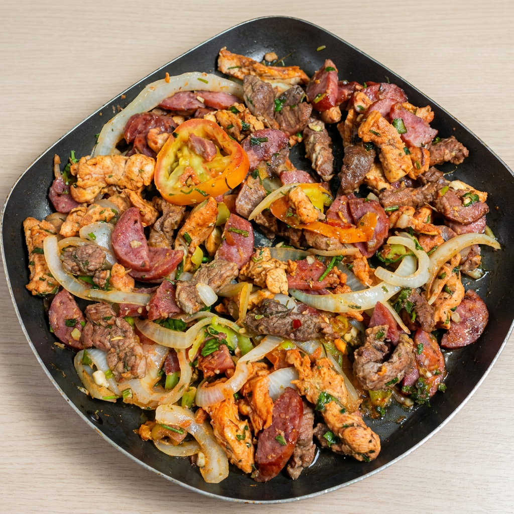 acompanhar arroz branco , salada verde , purê , calabresa , carne , frango