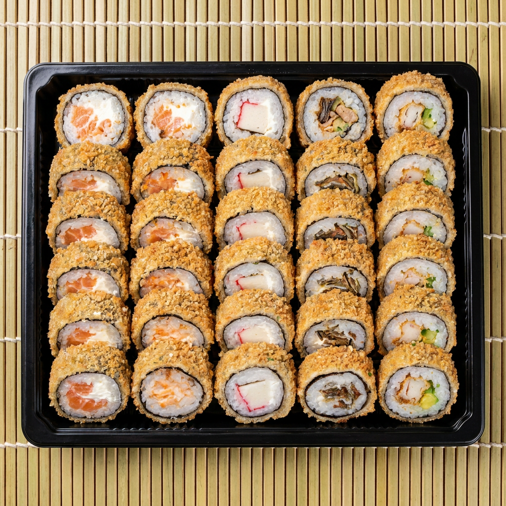 10 Maki Hot Filadelphia + 10 Maki Hot Shake + 10 Hot Ebi + 10 Maki Hot Skin + 10 Maki Hot Kani. #sashimi #salmão #comida #japonesa #fatias #kani #maçaricado #sushi