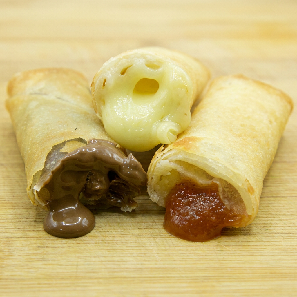 Feitos com massa de harumaki ultra crocante e fininha, bem recheadas. É o clássico oriental .