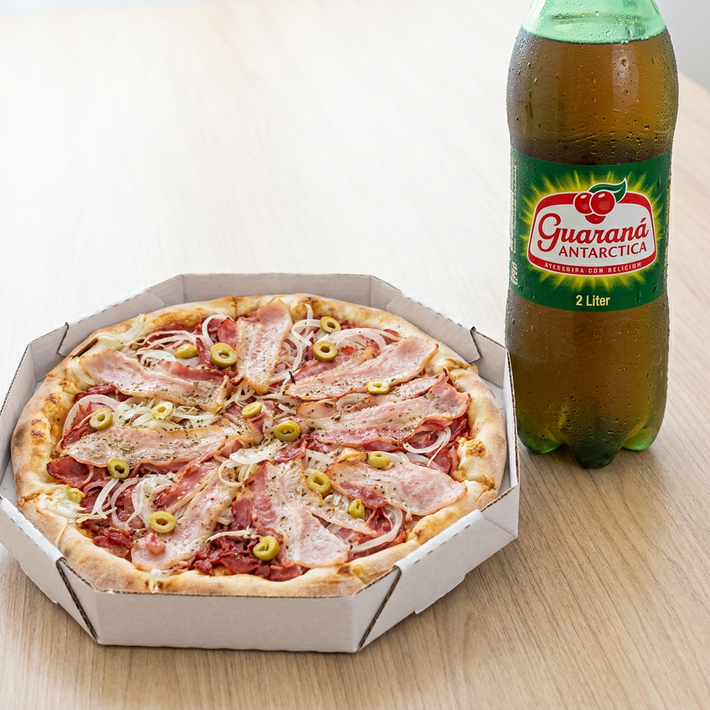 Calabresa, bacon e cebola.