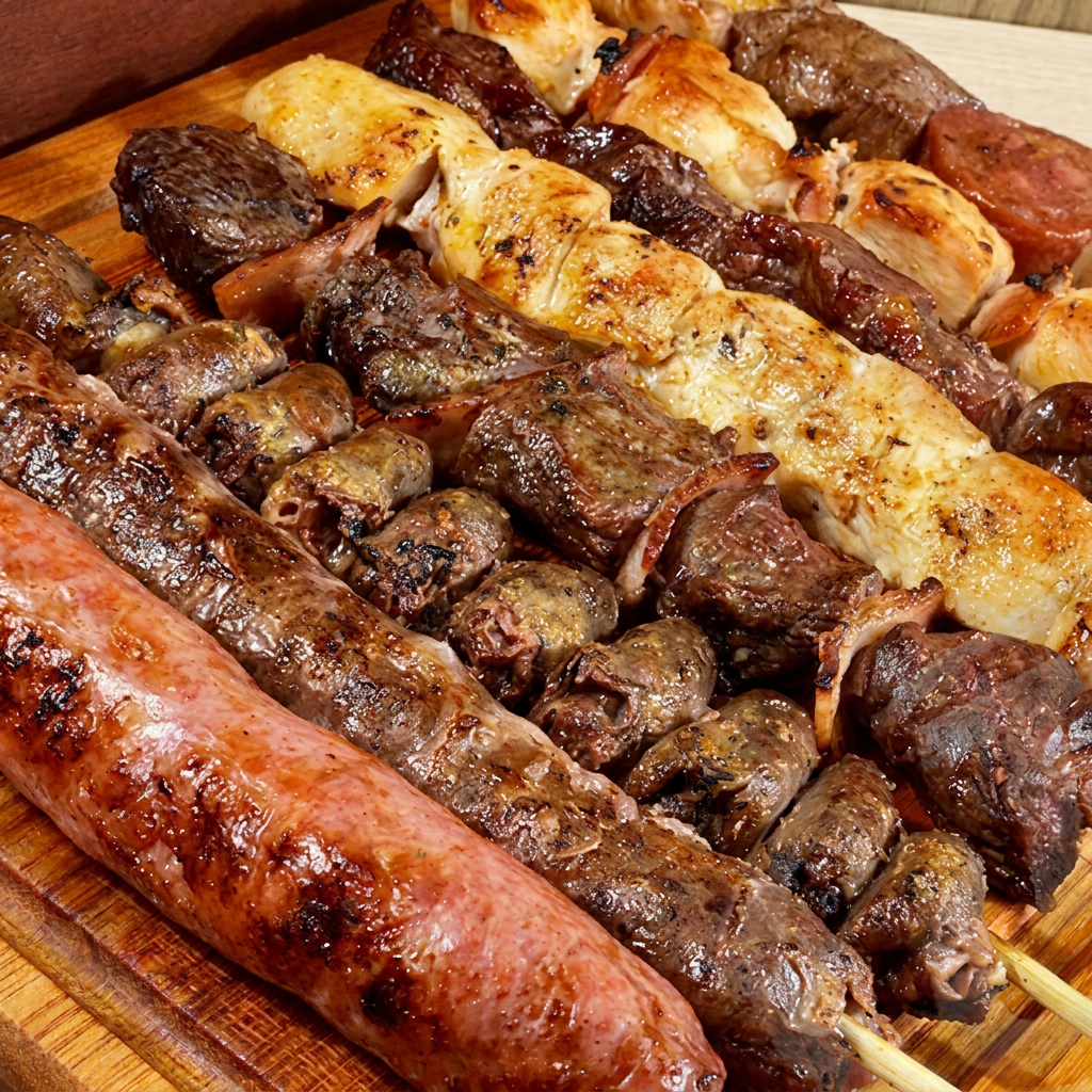 Experimente o delicioso Combo 12 Espetos, Escolha uma combinação irresistível de 12 espetos tradicionais e suculentos! Aproveite também o brinde especial: 1 refrigerante grátis de 200ml. Uma opção perfeita para compartilhar com amigos ou saborear sozinho. Não perca essa oferta imperdível!