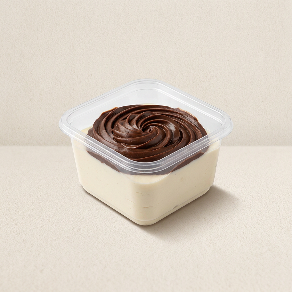 Mousse de maracujá finalizado com brigadeiro gourmet.
Serve 1 pessoa.