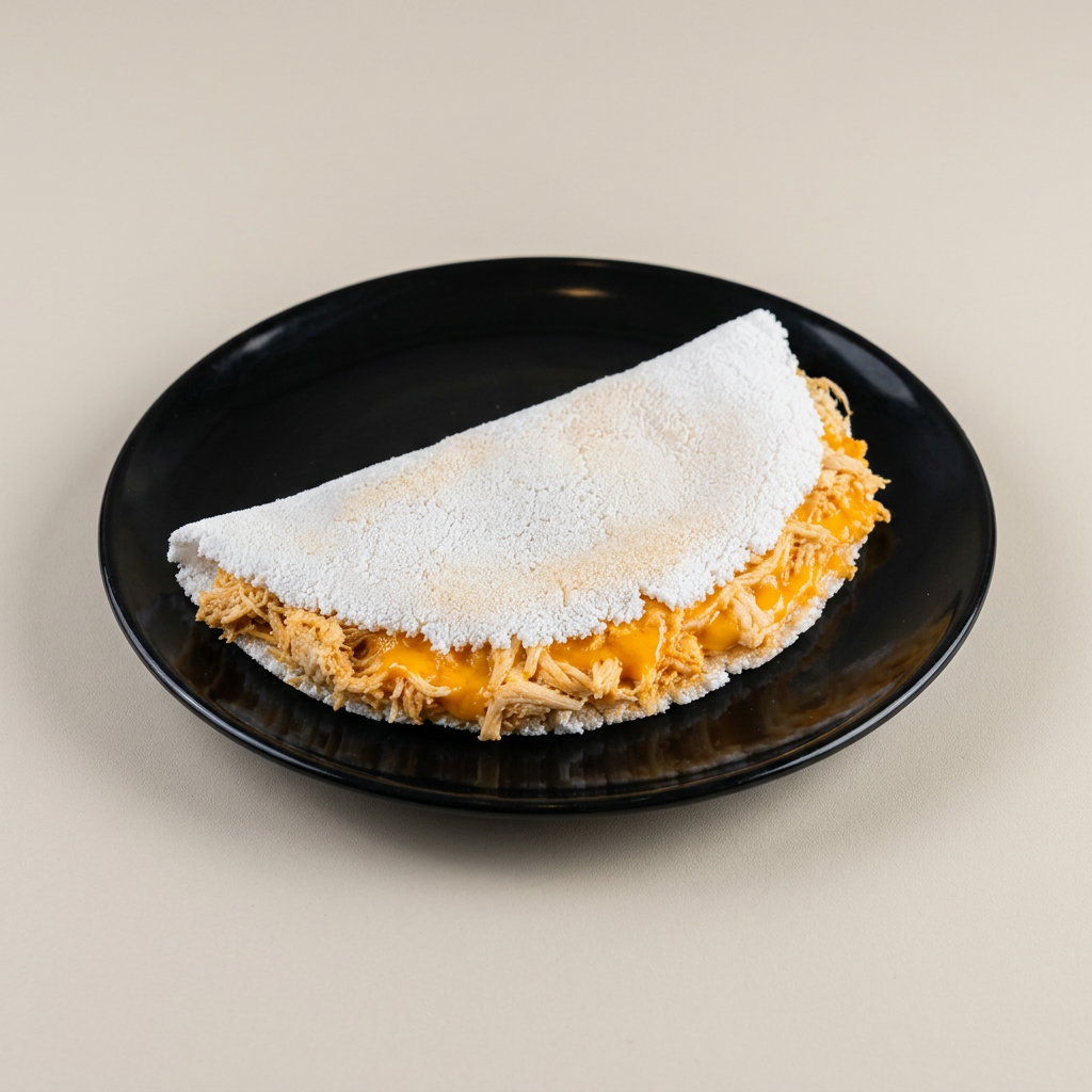 tapioca de frango desfiado com cheddar.