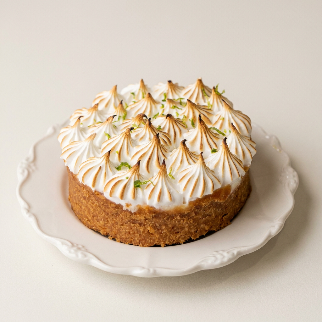 Base de bolacha com mousse de limão siciliano finalizando com merengue suíço maçaricadoe e raspas de limão.