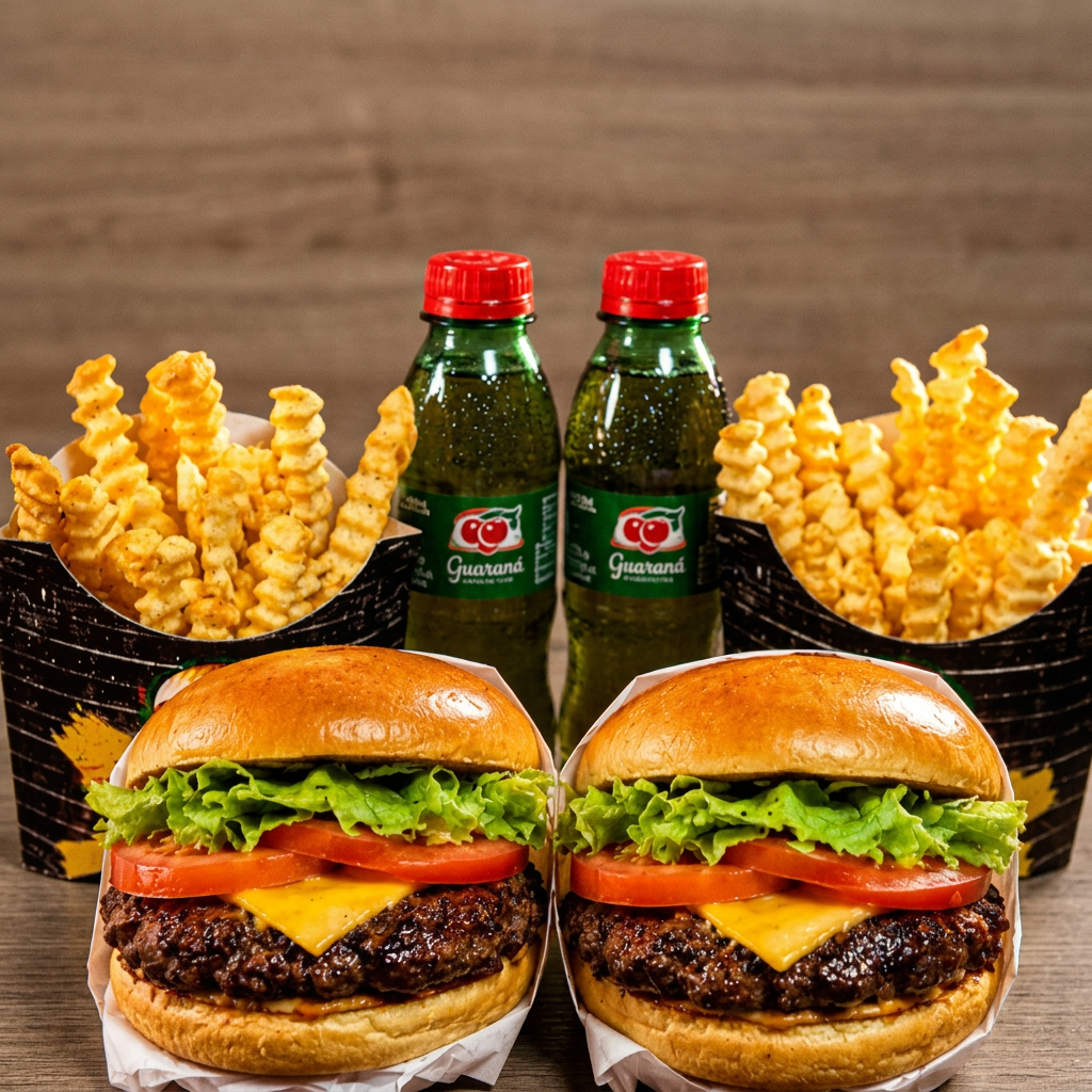 2 smash salada + porção de batata + 2 refrigerante 200ml