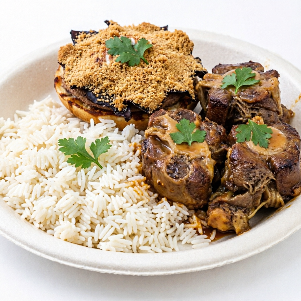 Baião, rabada, farofa.