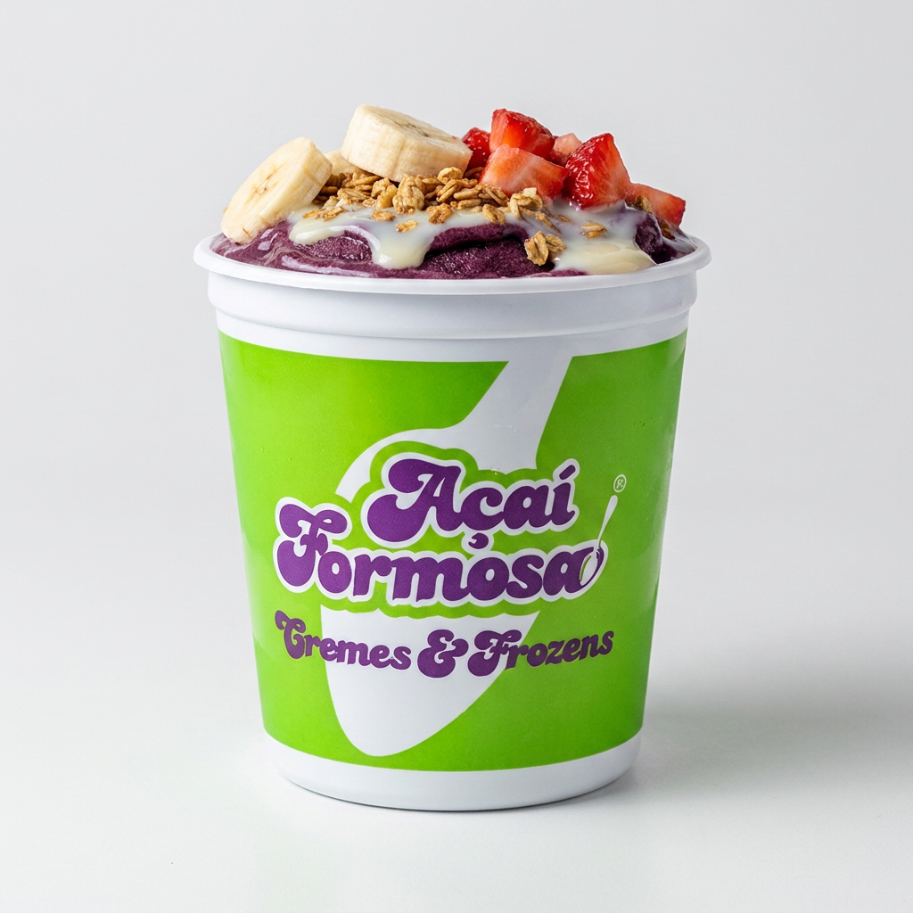 Escolha só açaí, só creme ou os dois :) açaí + cremes deliciosos + frutas + acompanhamentos, tudo dentro do copo.