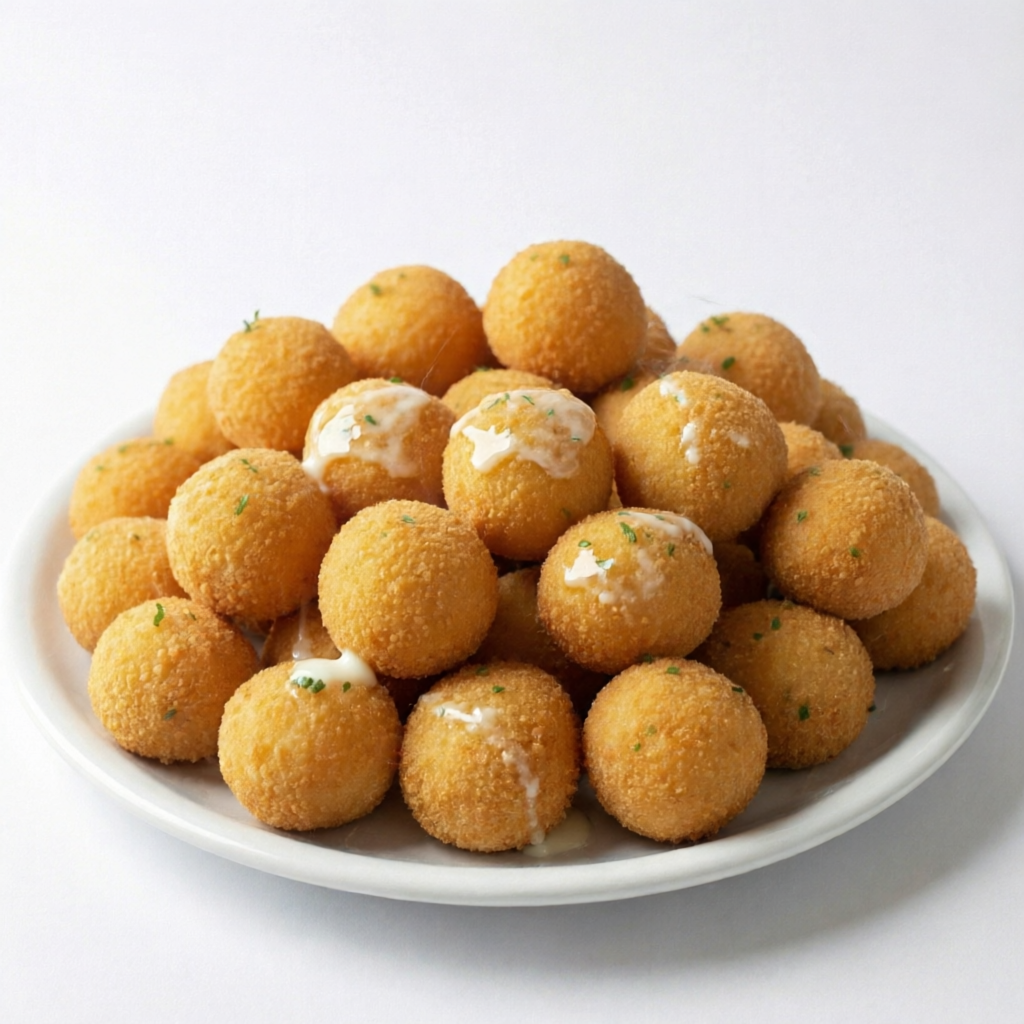 100 Mini bolinho de queijo 16g cada un. com massa leve e crocância irresistível!