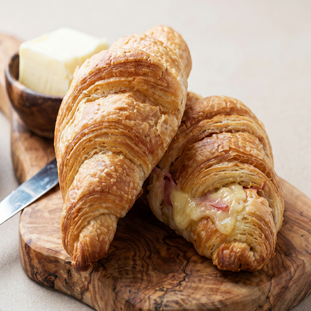 Croissant recheado de presunto e queijo
