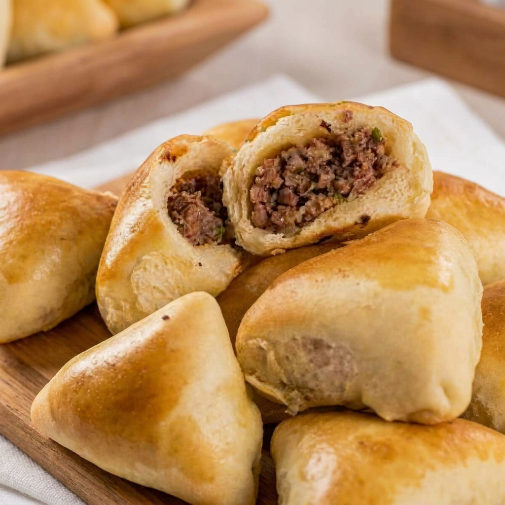 Irresistível Esfiha Fechada com Recheio Suculento de Carne bem Temperada.