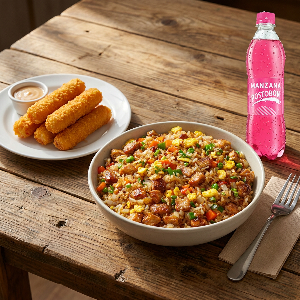 Super Combo Arroz de Cerdo, Palmitos y Gaseosa