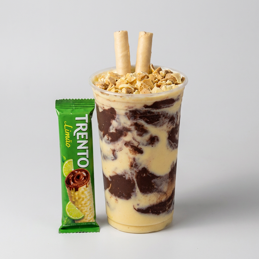 Mousse de limão supercremosa, coberta com muito chocolate e finalizada com pedaços crocantes de Trento sabor limão. A combinação perfeita entre o azedinho do limão e a intensidade do chocolate, criando uma sobremesa irresistível em cada colherada.