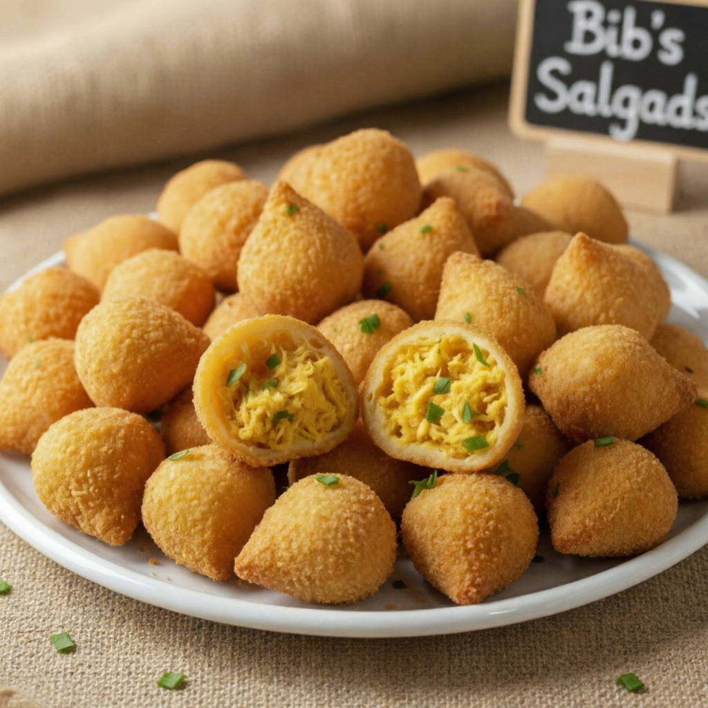 100 Mini coxinhas de 16g cada un. massa leve, recheio cremoso de frango e crocância irresistível!