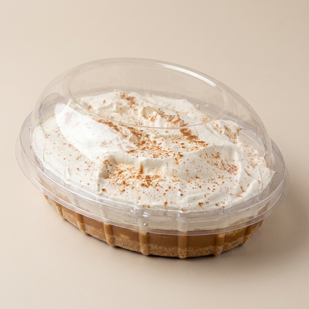 Sedutora e apetitosa, nossa Banoffe é uma sobremesa familiar que rouba a cena. Trata-se de um delicioso doce feito com bananas frescas . A doçura da banana se funde harmoniosamente com a riqueza de um doce de leite cremoso e suave. Para completar, a sobremesa é coberta com um chantilly leve e aveludado, que confere um toque de elegância. Finalizamos com um delicado polvilhamento de canela, que acrescenta um sutil calor especiado. Perfeita para compartilhar com a família e amigos, nossa Banoffe promete um final de refeição inesquecível. Serve de 2 à 3 pessoas