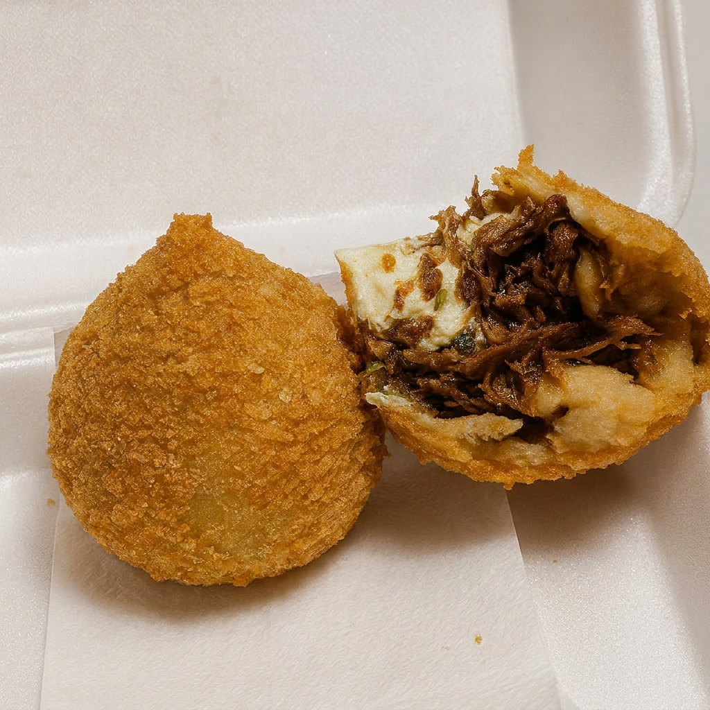 Deliciosa de massa de batata, recheio de costela desdiada e Cream Cheese. Empanada com farinha Panko, o que deixa um sabor incrível e uma crocância surreal.