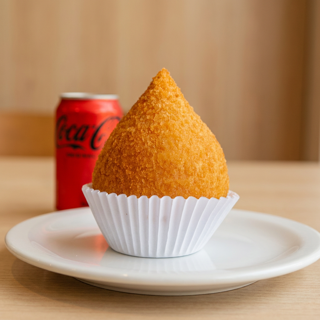 Desfrute do prazer inigualável de degustar a nossa 'Super Coxinha Crocante de Frango com Catupiry'. Com uma casquinha incrivelmente crocante e dourada, recheada com um frango desfiado incrivelmente suculento e envolvida por uma camada generosa do clássico Catupiry cremoso. Cada mordida é uma verdadeira explosão de sabores, equilibrando perfeitamente a crocância externa com um recheio interno macio e incrivelmente saboroso. Esta combinação divinamente clássica irá seduzir o seu paladar desde o primeiro instante até o último. Perfeita para momentos de indulgência, é uma opção sofisticada para quem aprecia um lanche que combina prazer e sabor de maneira única.
