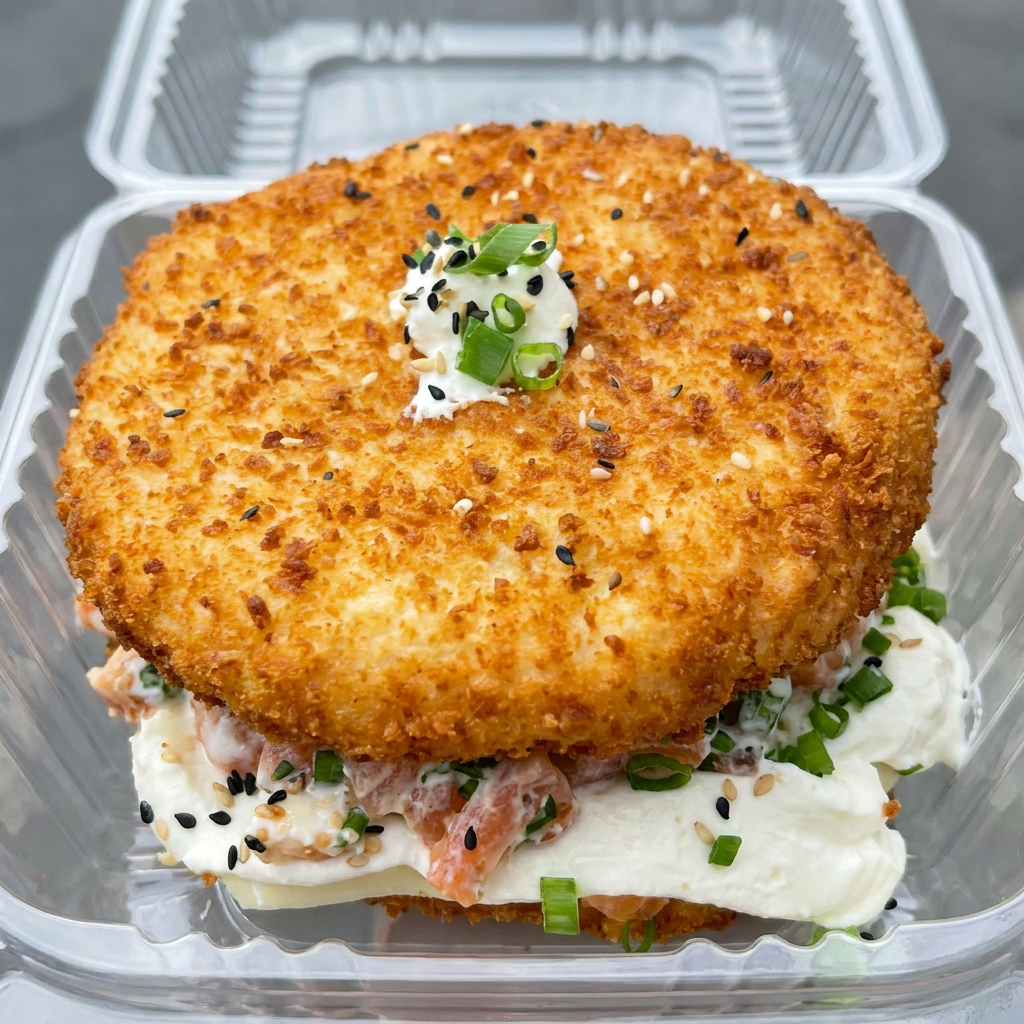 Recheio crú: salmão cortado em pedaços com creme cheese