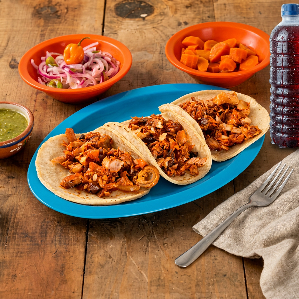5 Tacos de Cochinita + Agua de Jamaica 500ml.