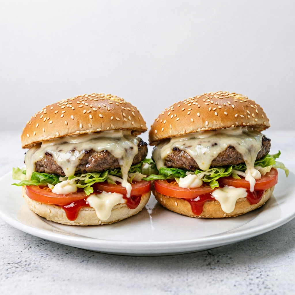 2 - X-SALADA (Pão com gergelim, 1 hambúrguer 56g, queijo mussarela, alface americano, tomate, molho especial, ketchup e maionese.)