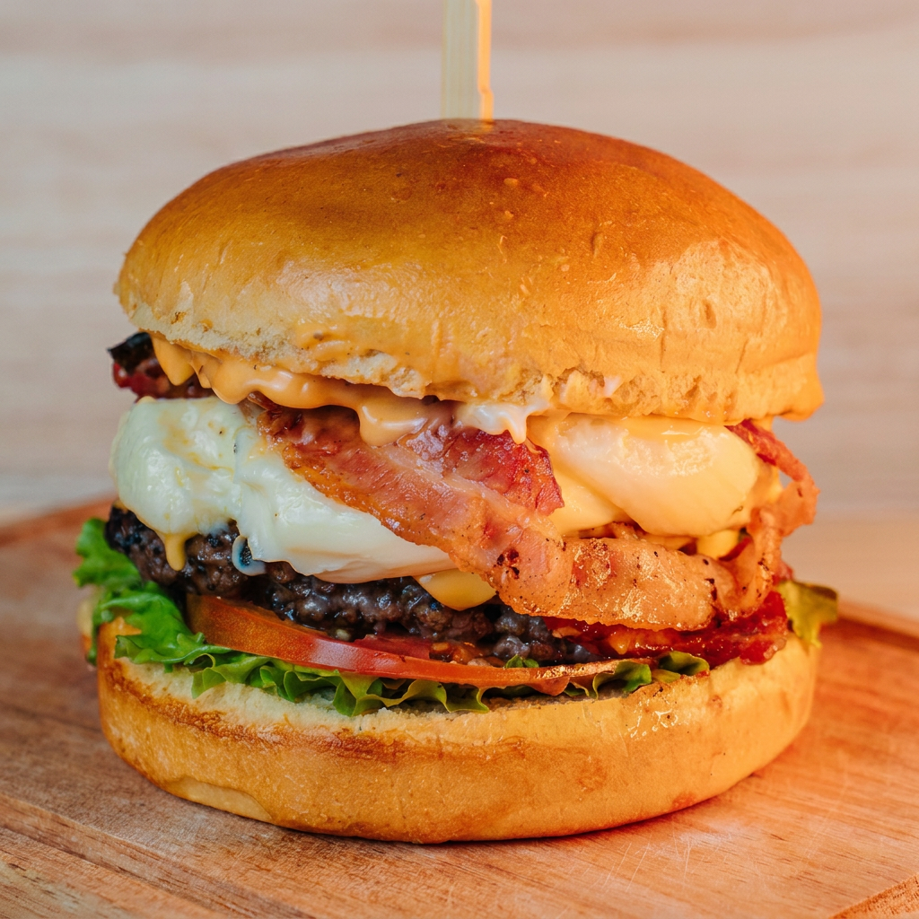 Black Catupiry Burger feito com hambúrguer de 150g suculento, molho da casa, alface fresca, tomate, cebola roxa, bacon crocante e o irresistível Catupiry Original. Uma combinação cremosa e cheia de sabor em cada mordida!