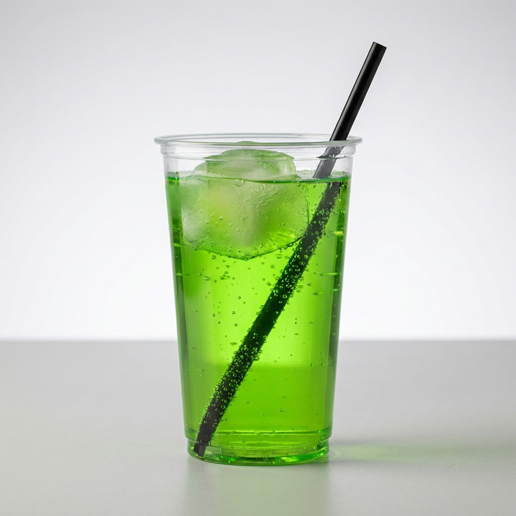 150 ml de gin Invictus Maçã Verde, 300 ml de energético Bally maçã verde 1 gelo de côco de maçã verde copo e canudo ( o gin e o energético vão em garrafinhas separadas)